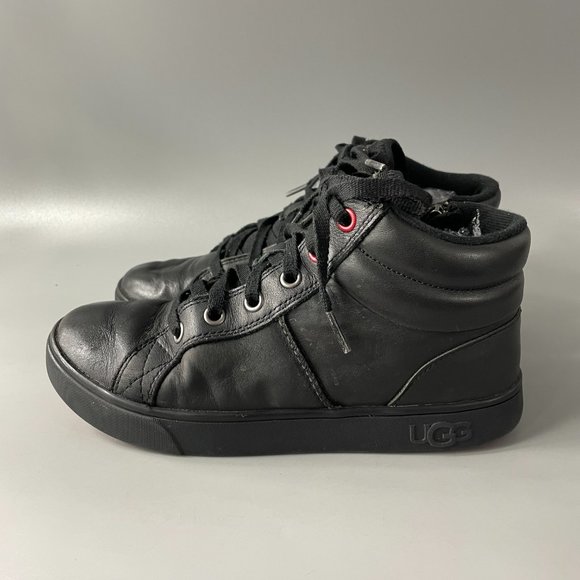 UGG Kids' Boscoe Black Leather Trainer, Kid's Size US 4 - Picture 6 of 13